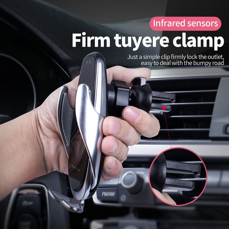 Wireless Car Charger Clip Auto Telefoon Houder Auto-Sensing 15W Snelle Opladen Draadloze Oplader Luchtuitlaat Auto Telefoon houder