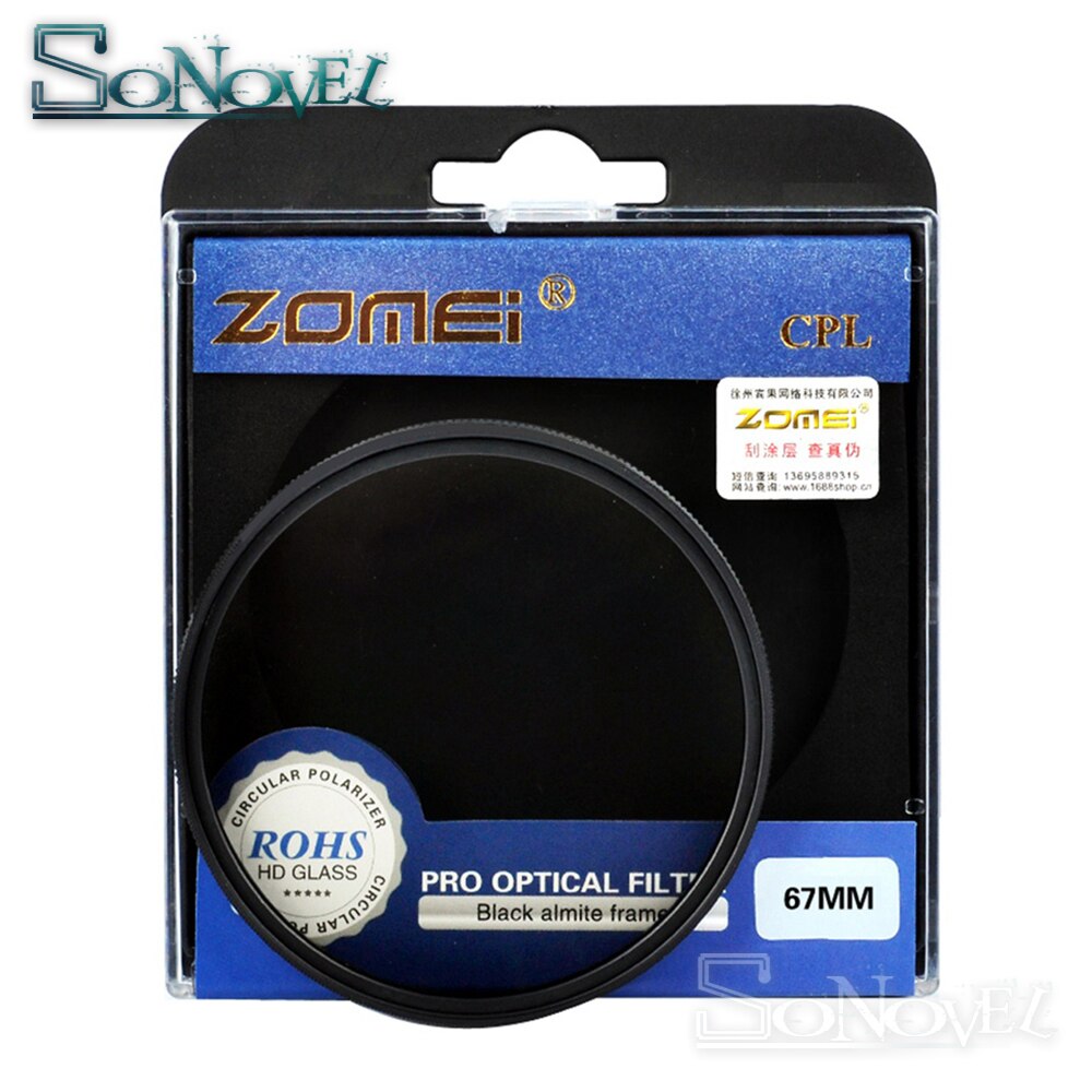 Zomei 49mm/52mm/55mm/58mm/62mm/67mm/72mm/77mm/82mm CPL Circular Polfilter Polfilter für Canon Nikon Sony Kamera Objektiv