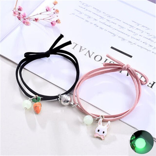2023 Bracciale luminoso gatto stella luna coppia fascino fatto a mano corda regolabile braccialetto amico abbinato amore infinito gioielli regali: Stampigliatura