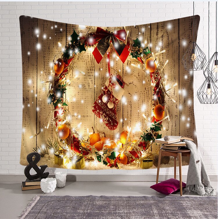 Noël vert arbre tapisserie maison tenture murale tissu de fond tissu de noël décoration de la maison couvre-lit mur tapis