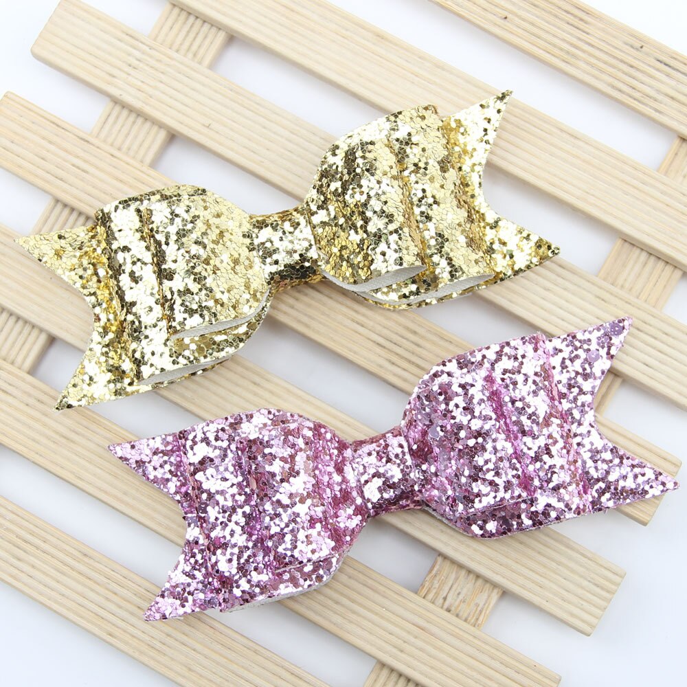 Blass Gold funkeln Bogen Haar Clip für Mädchen und Frauen Barrettes Pailletten Mädchen Bogen Clip Haar Stift Luxus Mädchen Haarnadel haar Zubehör