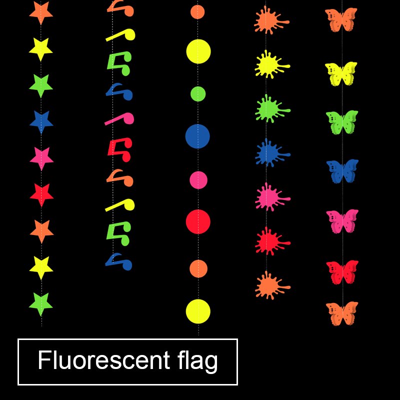 UV Glow Party Garlands Luminous Neon Streamer Black Light Reactive Glow in the Dark Kid Birthday Fluorescent Party Wedding Decor