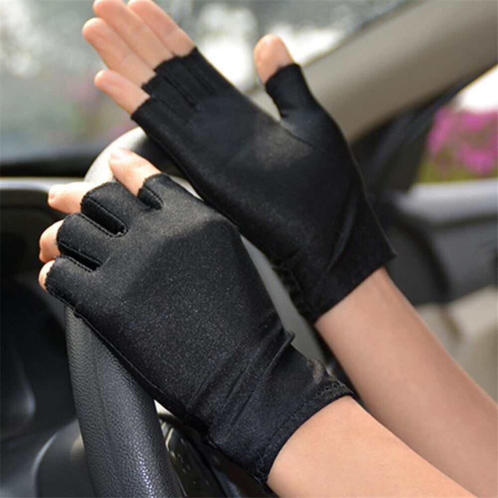 Elastische Strakke Ademend Half Vinger Handschoenen Mannen Vrouwen Dunne Rijden Rijden Sport Fiets Handschoenen Sailor Dance Veiligheid Handschoen: Black
