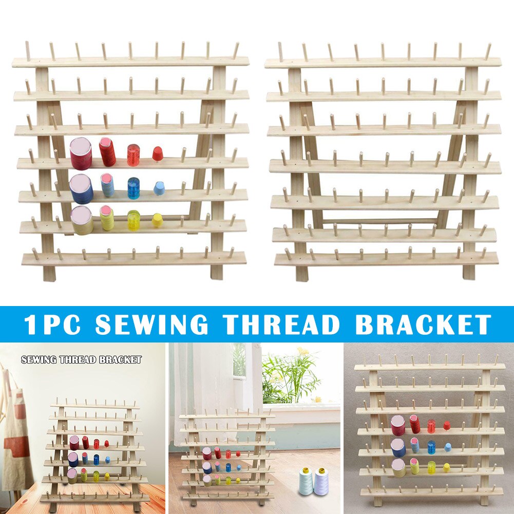 63 Spool Wood Sewing Thread Stand Organizer Embroidery Storage Rack Holder Bracket 2019ing