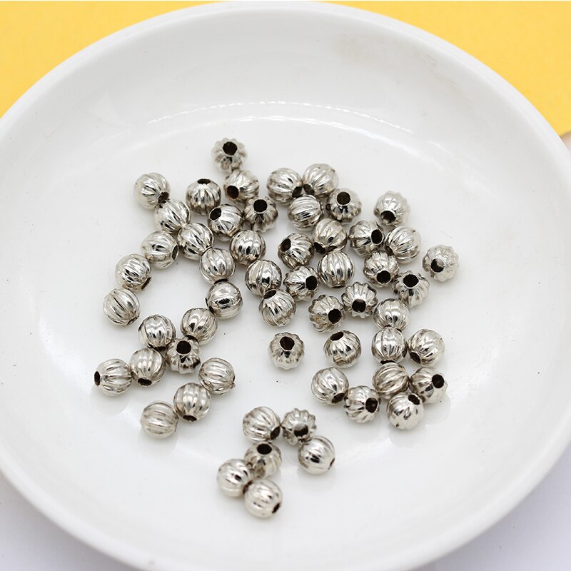100p 3/5mm carved Round ball Loose spacer beads seed beads For bracelet DIY necklace jewelry making accessories supply