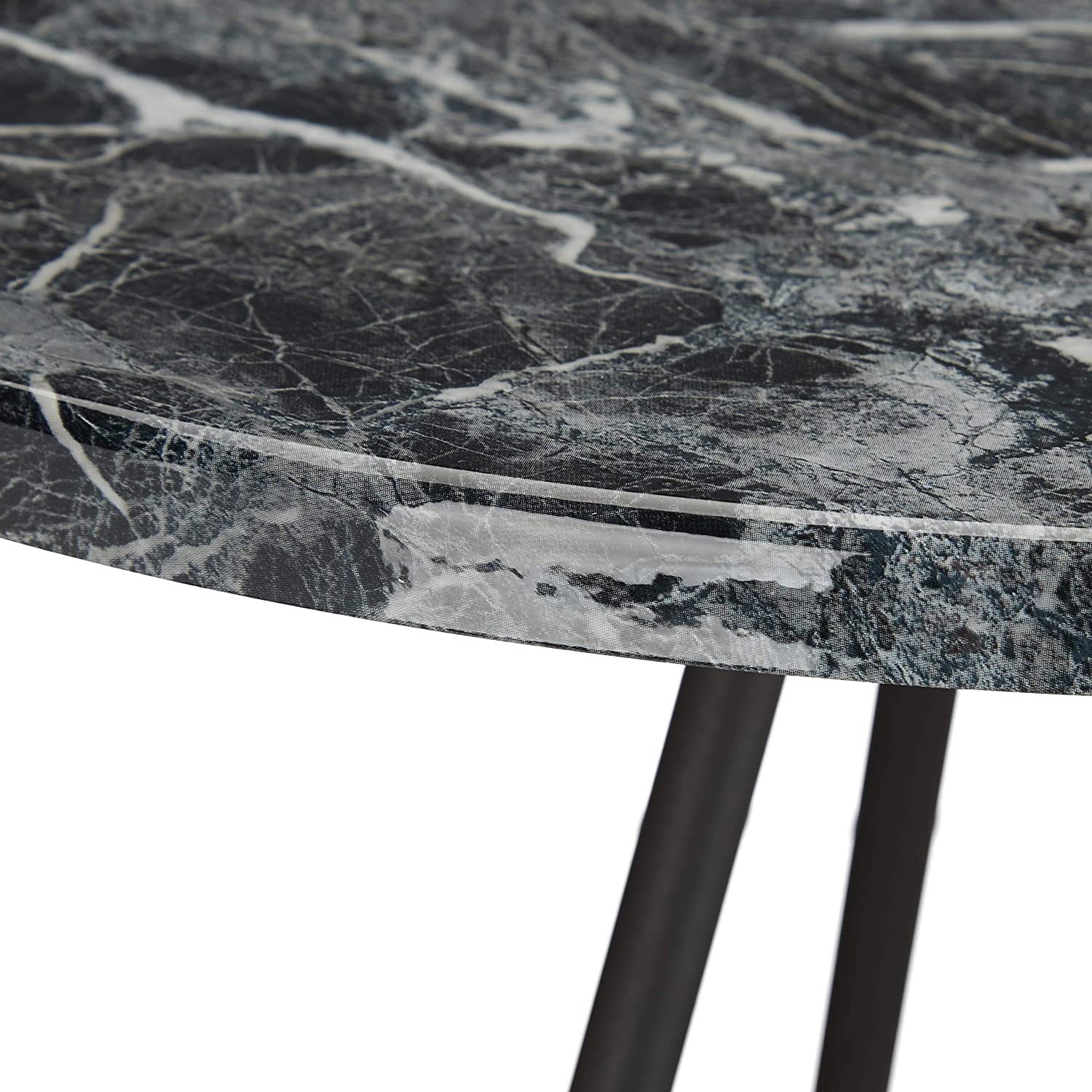 Side Look, 47 x 40 x 40 cm, Round Coffee Table, Grey bedroom furniture , Indoors & Outdoors, 3-Legs, Marbled, Wood