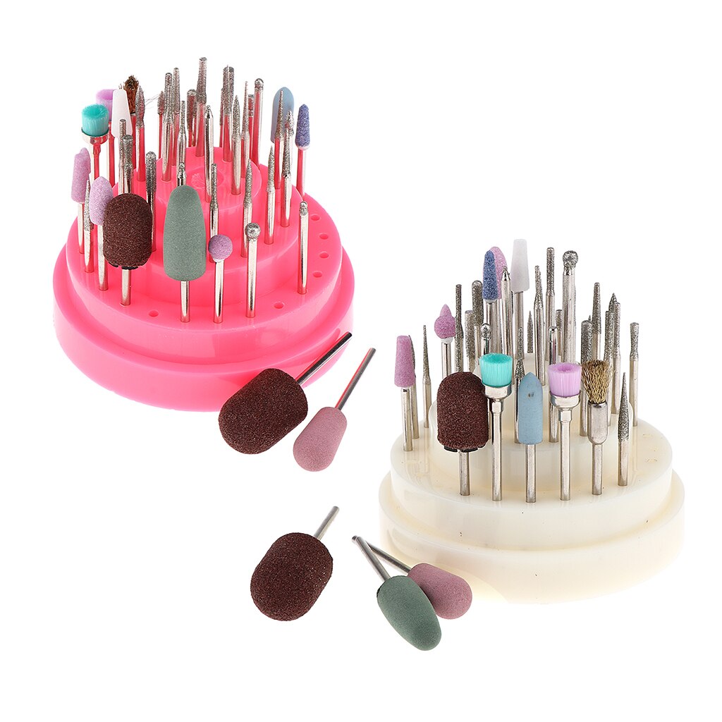 3/32 Shank Alloy &amp; Tungsten Steel Nail Drill Bits Manicure Drill Bits with Cleaning Brush 45pcs Mixed Kit