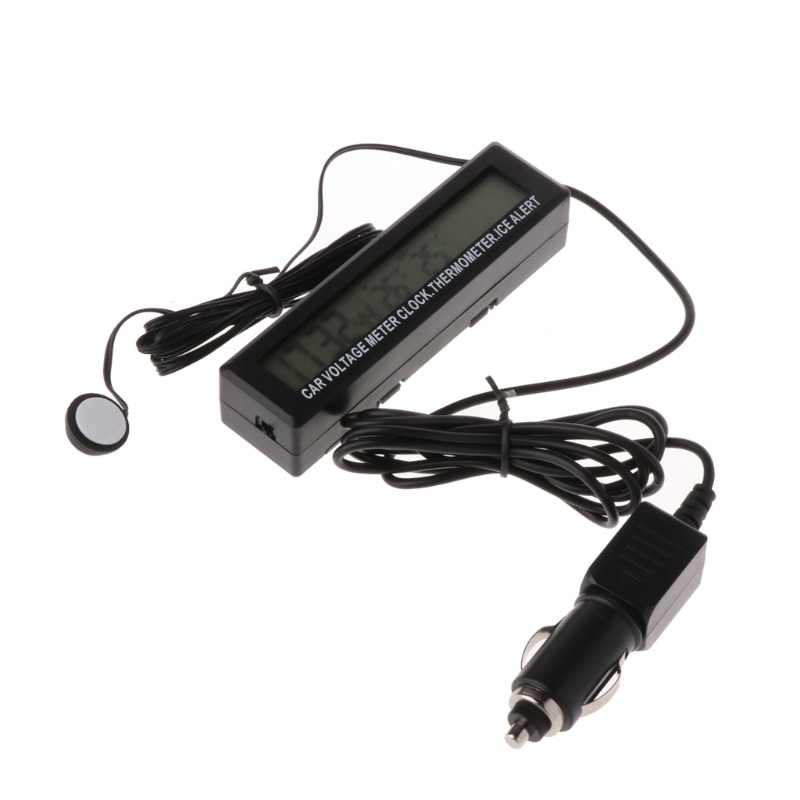Auto Black Clock Car Voltage Car Digital Temperature Thermometer Alarm Clock
