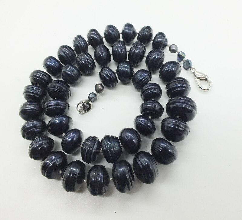 Freshwater pearls, black/white pearl necklace, huge Baroque pearls 12-14MM 18 inches.