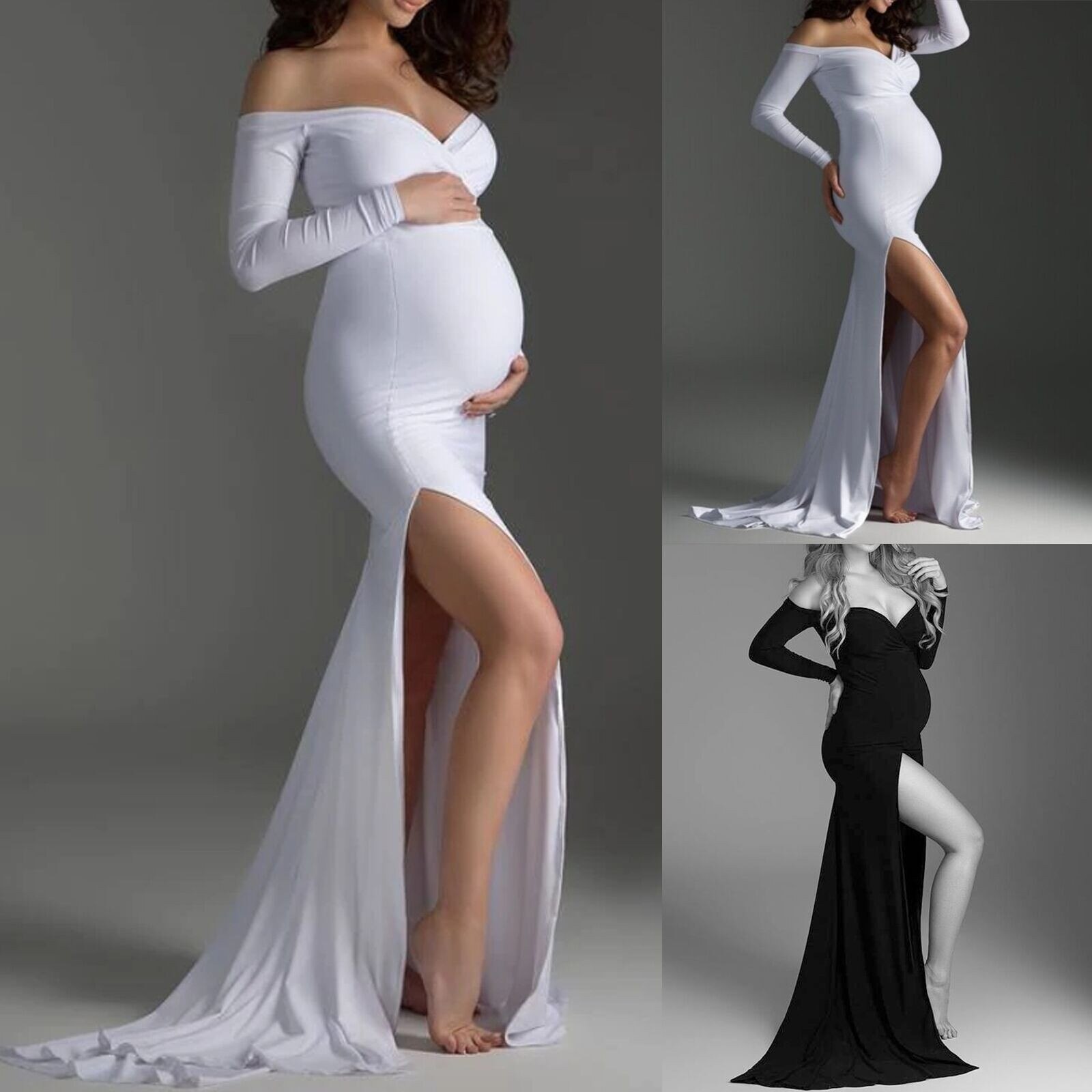 Vestidos de maternidad sexys para Sesión de fotos de mujeres embarazadas, maxivestido de gasa para fotografía, D30