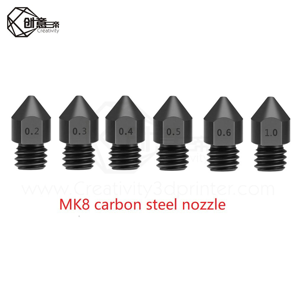 Creativiteit MK8 Nozzle Super Hard Staal Mold Staal Corrosiebestendig Extruder Schroefdraad 1.75Mm 3D Printer Voor Ender3 Elf