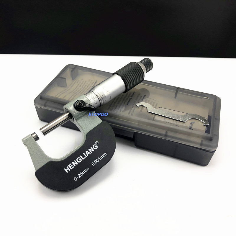 Mikron udvendigt mikrometer 0-25mm 0.001mm kalibrering måleværktøj til målemåler tykkelse