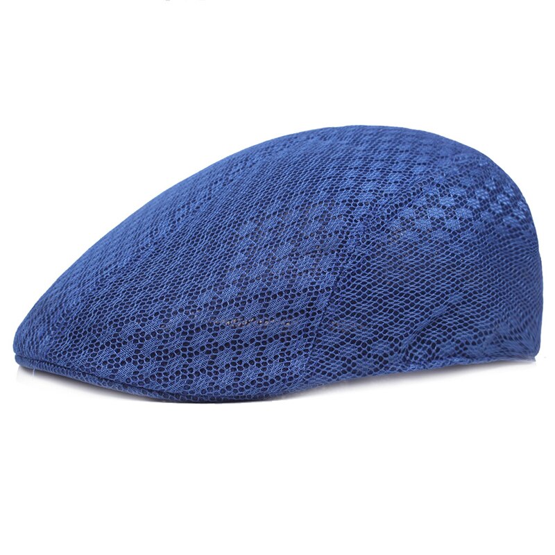 Novedad de , gorras tipo boina de verano informales a la para hombres, gorras con visera de malla, boinas de rejilla, sombreros, gorro transpirable ajustable: Azul