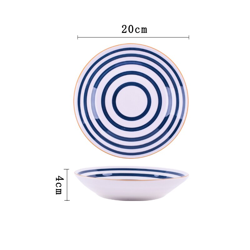 Plato hondo de cerámica pintado a mano japonés, plato de fruta familiar, plato occidental para carne, precio al por mayor, 4 Uds.: 3 / 1PCS