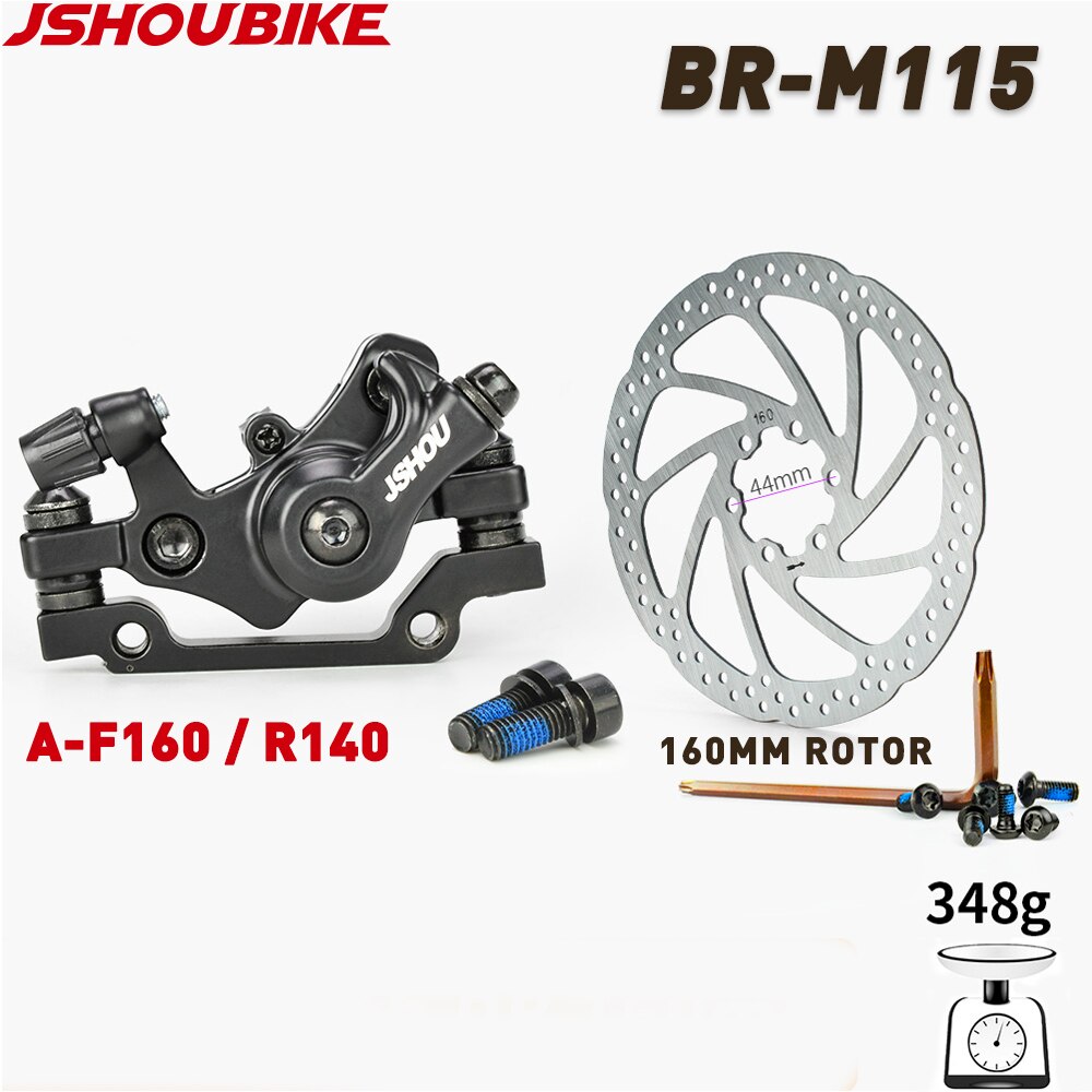 JSHOUBIKE M115 Mountain Bike Line Pull Flat Mount Dual Piston Mechanic Disc Brake 160mm Disc Brake Caliper MTB Accessories
