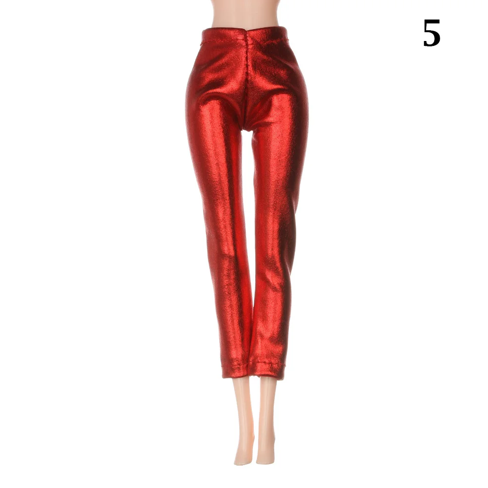 Pantalones elásticos de cuero de Color caramelo para muñeca, parte inferior a rayas, accesorios de ropa para muñeca, vestido diario informal, 1/6: Verde claro