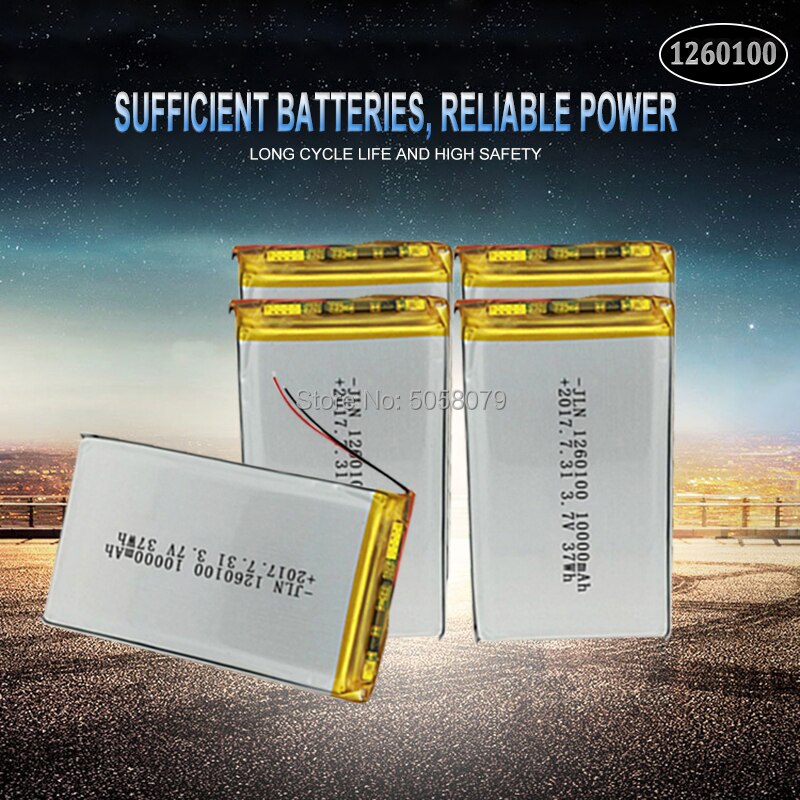 1pcs 3.7V 10000mAh Lipo Battery 1260100 Rechargeable Tablet Dvd Backup li-ion Li-Po Lithium Li-polymer Replacement Battery