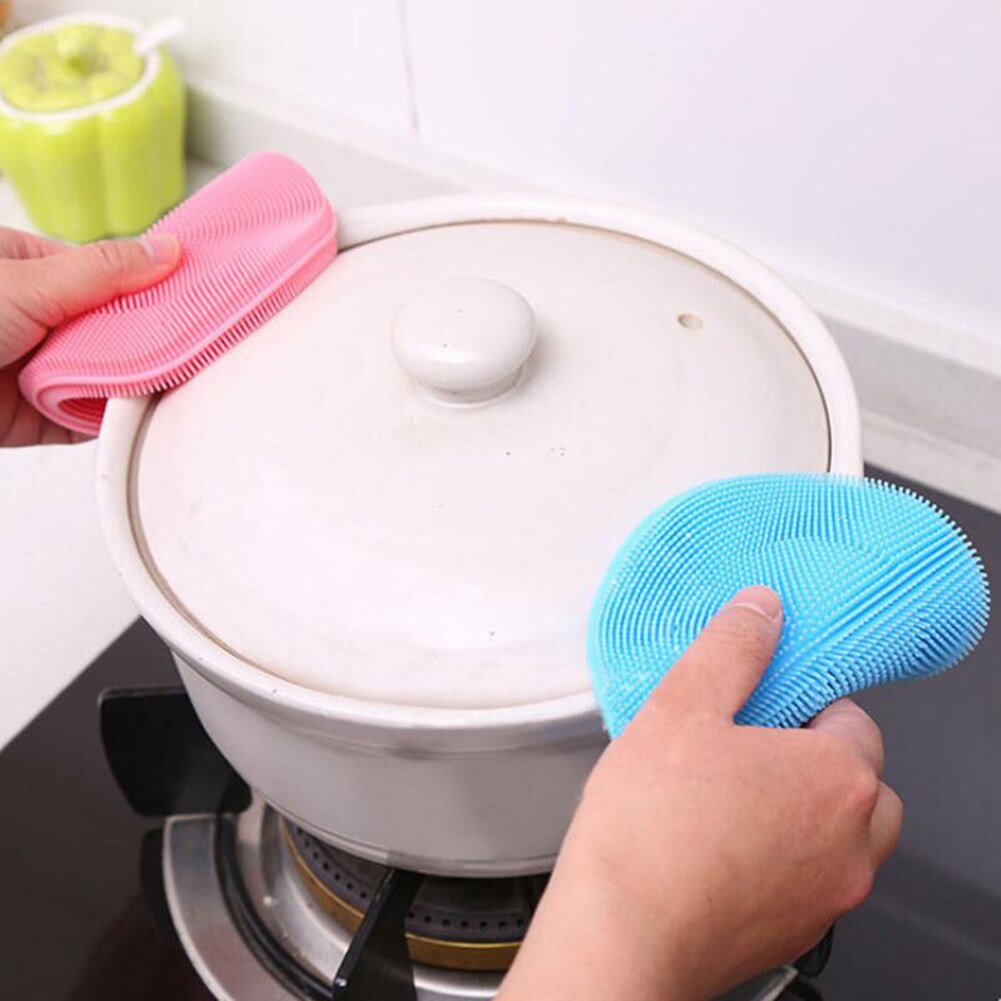 Silicone plat éponge antibactérien cuisine épurateur légumes fruits brosse nettoyage éponge plat lavage brosse Pot porte-casserole