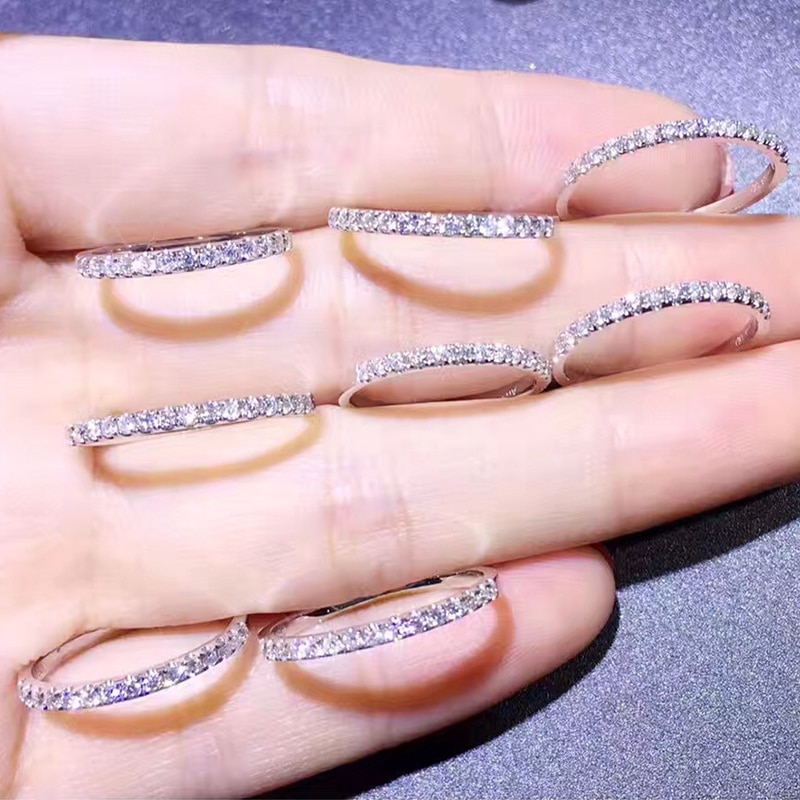 Elskere evighed kvindelige løfte ring 925 sterling sølv bijou pave cz simple vielsesringe til kvinder brude fest smykker
