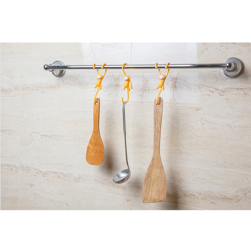 Shaped Key Organizer Hanger Rack Little Monkey Hook Cabinet S-Shaped Single Hand Silicone Rubber Decorative Holder Hook