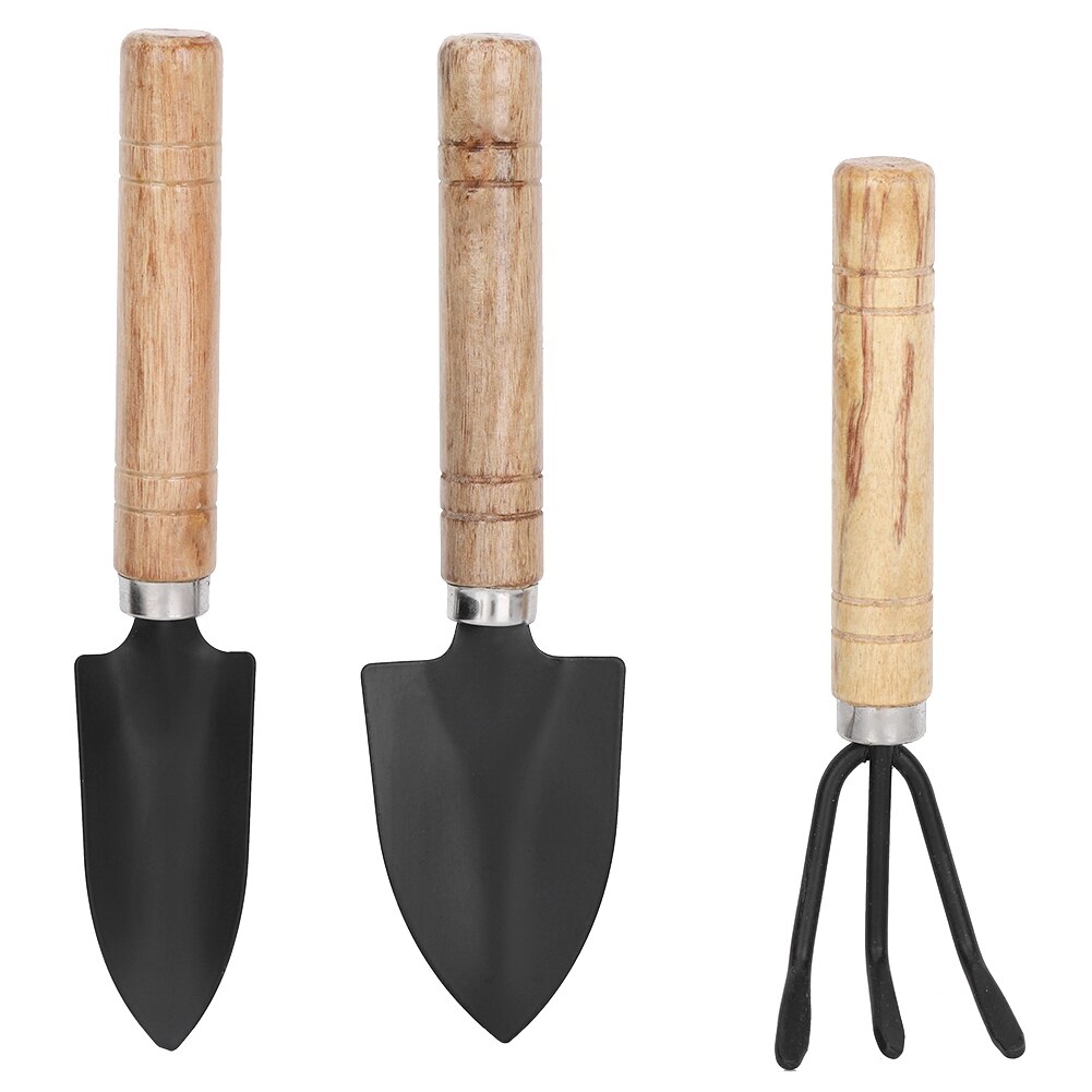 3 stücke Mini Anlage Gartengeräte einstellen Mini Spaten Klaue Rechen Schaufel Blumen Pflanzung Holzgriff Metall Kopf Gartengeräte