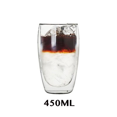 Borosilikatväggar kaffe/te/drycker glas kopp snapsglas - dubbelvägg isolerade latte glas espressokaffemuggar: 450ml