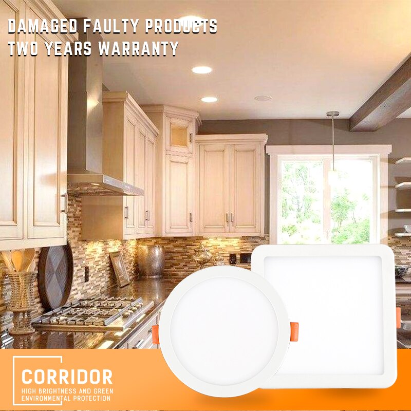 Square Round LED Panel Lights Ultra thin Recessed Downlight 6W 8W 15W 20W 220V Panel lamp Ceiling Lamp White/Warm white Patent