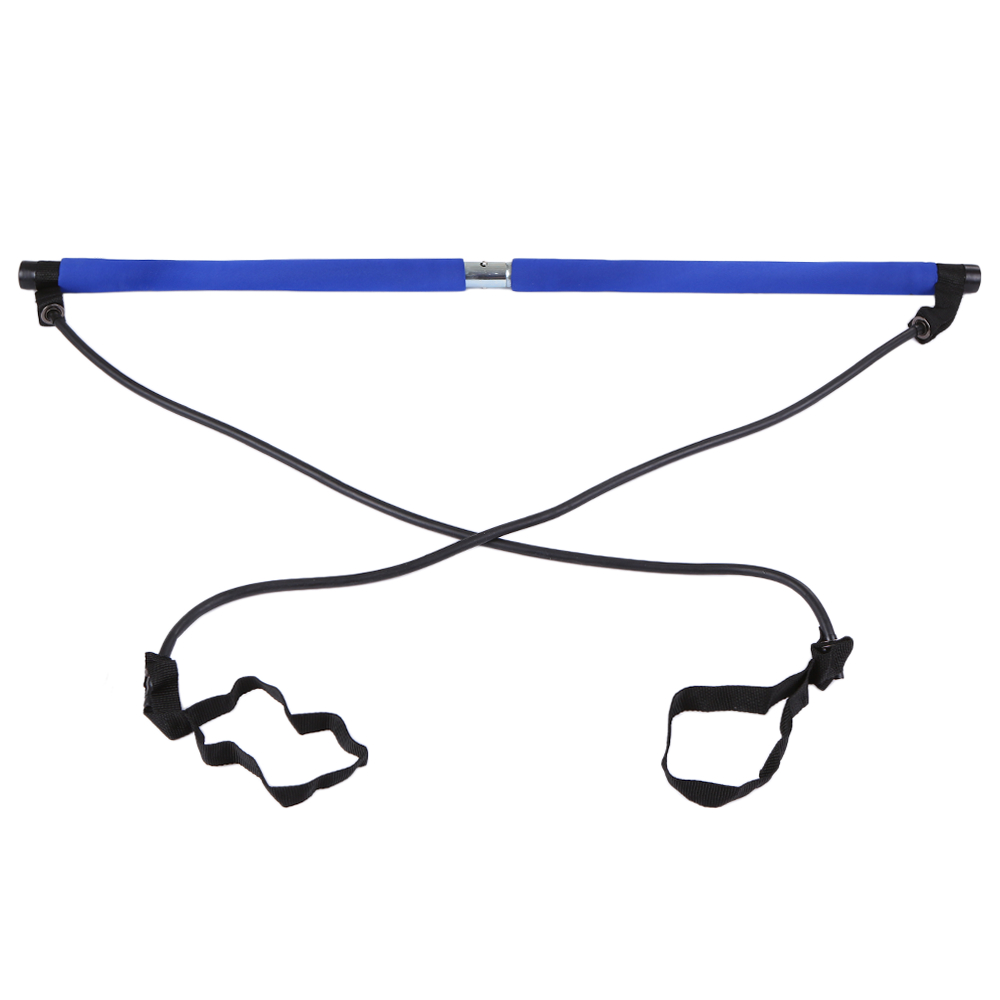 Portable Bar Kit Resistance Band Muscle Toning Bar Home Gym Body Workout: Blue