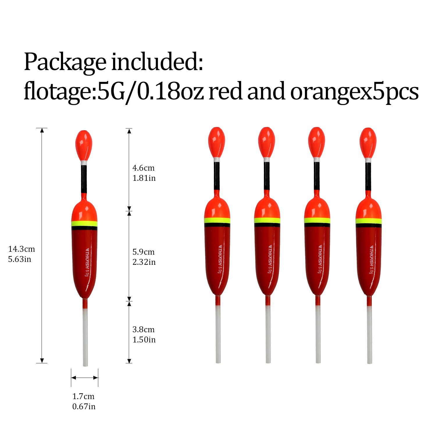 Lot de 5 flotteurs de pêche en bois, 15g, 5g: 5pcs 5g red