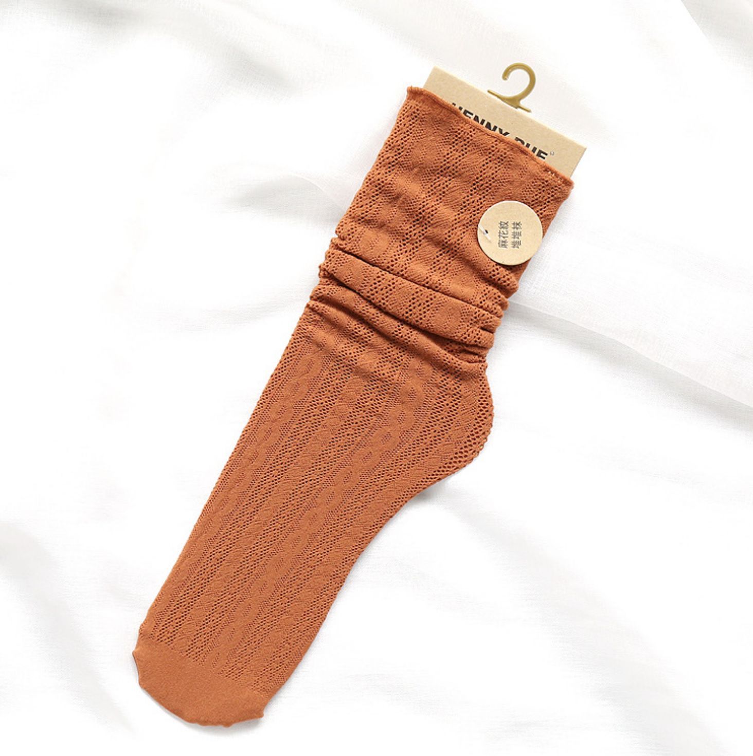 Irtonaiset verkkosukat kesäopiskelijan kawaii-sukat röyhelösukat joustinneuleiset sukat: Tiilenpunainen