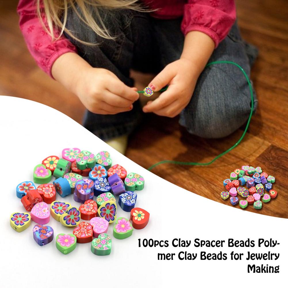 100pcs Clay Spacer Beads Polyme Clay Beads For Jewelry Making Sunflower Pig Frog Fruit Spacer Seed Beads For Jewelry Making DIY