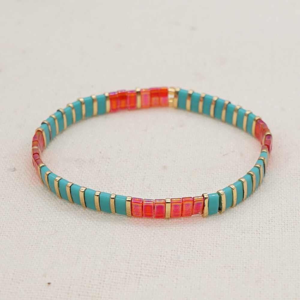 Go2BoHo Miyuki Tila Armband Mode-sieraden Ruby Turquoise Goud Gekleurde Kralen Multicolor Armbanden Voor Vrouwen Haar Sieraden
