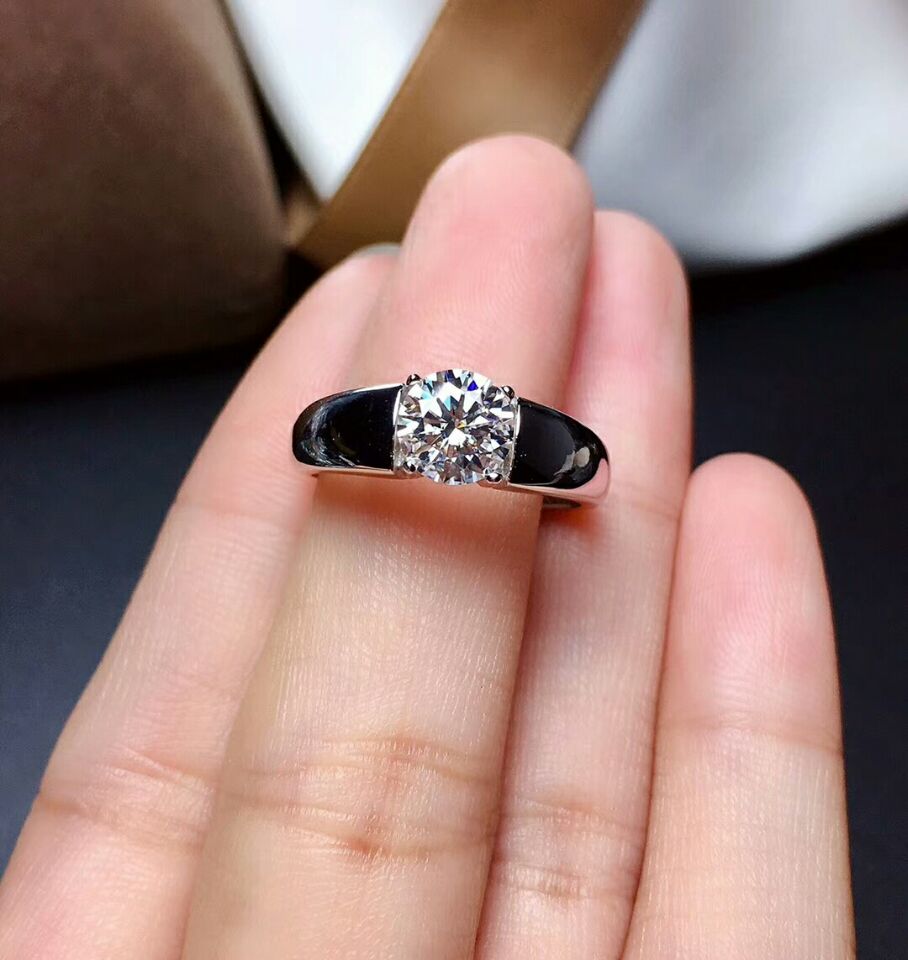 MeiBaPJ 0.5/1/2 Carati Moissanite Della Pietra Preziosa Anello di Diamante di Modo D Colore VVS 925 Sterling Silver Belle Monili di Cerimonia Nuziale per delle donne