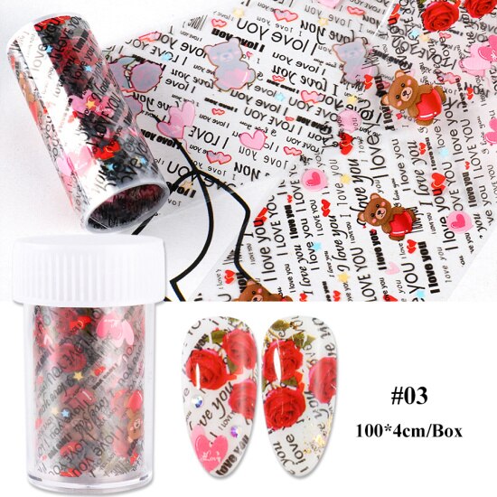 Nail Folie Decals Manicure Rose Bloem Hart Lijm Transfer Stickers Volledige Wraps Polish Sliders Tips Nail Art Decoratie TRB109