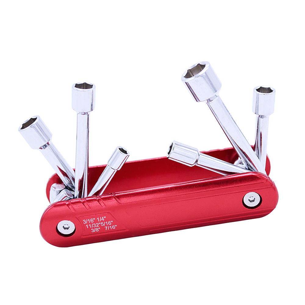 6 in 1 Folding Nut Driver Set Aluminum Alloy Handle Portable Nut Drivers Durable CR-V Construction