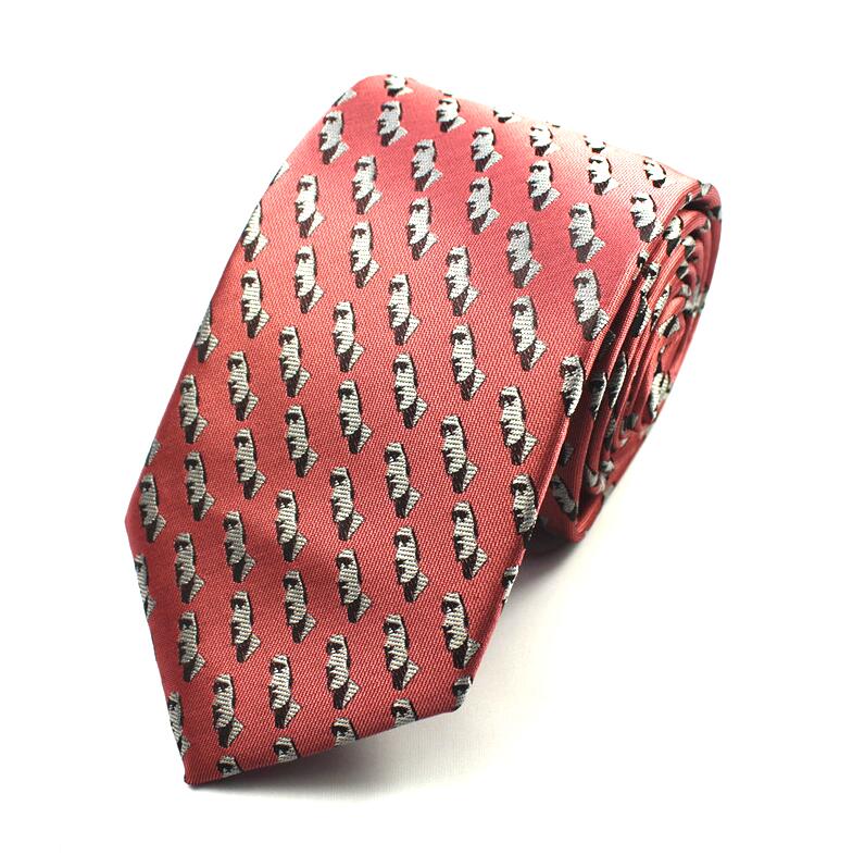 GUSLESON jakość moda męskie krawaty wzór dinozaur czerwone męskie krawaty ślubne 7cm slim krawat biznes jedwabne krawaty dla mężczyzn krawat: 15