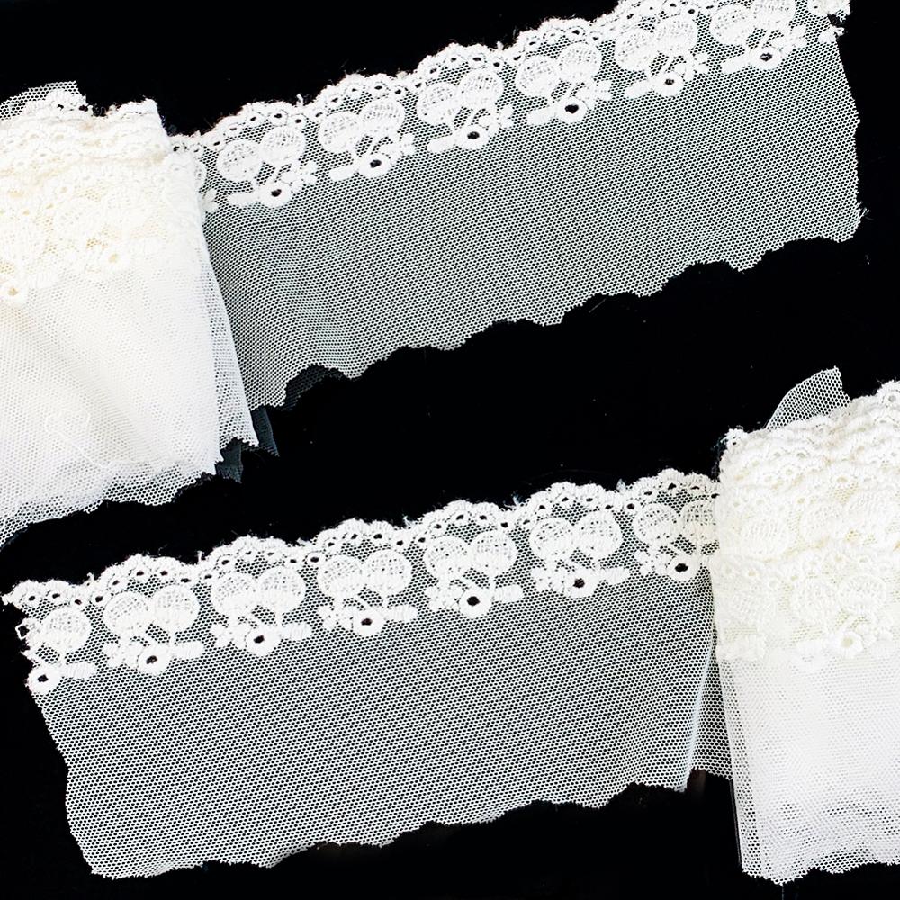 3 Meters Cotton Mesh Lace Edge Trim Ribbon White Edging Trimmings Fabric Embroidered Applique Sewing Craft Wedding Bridal Dress