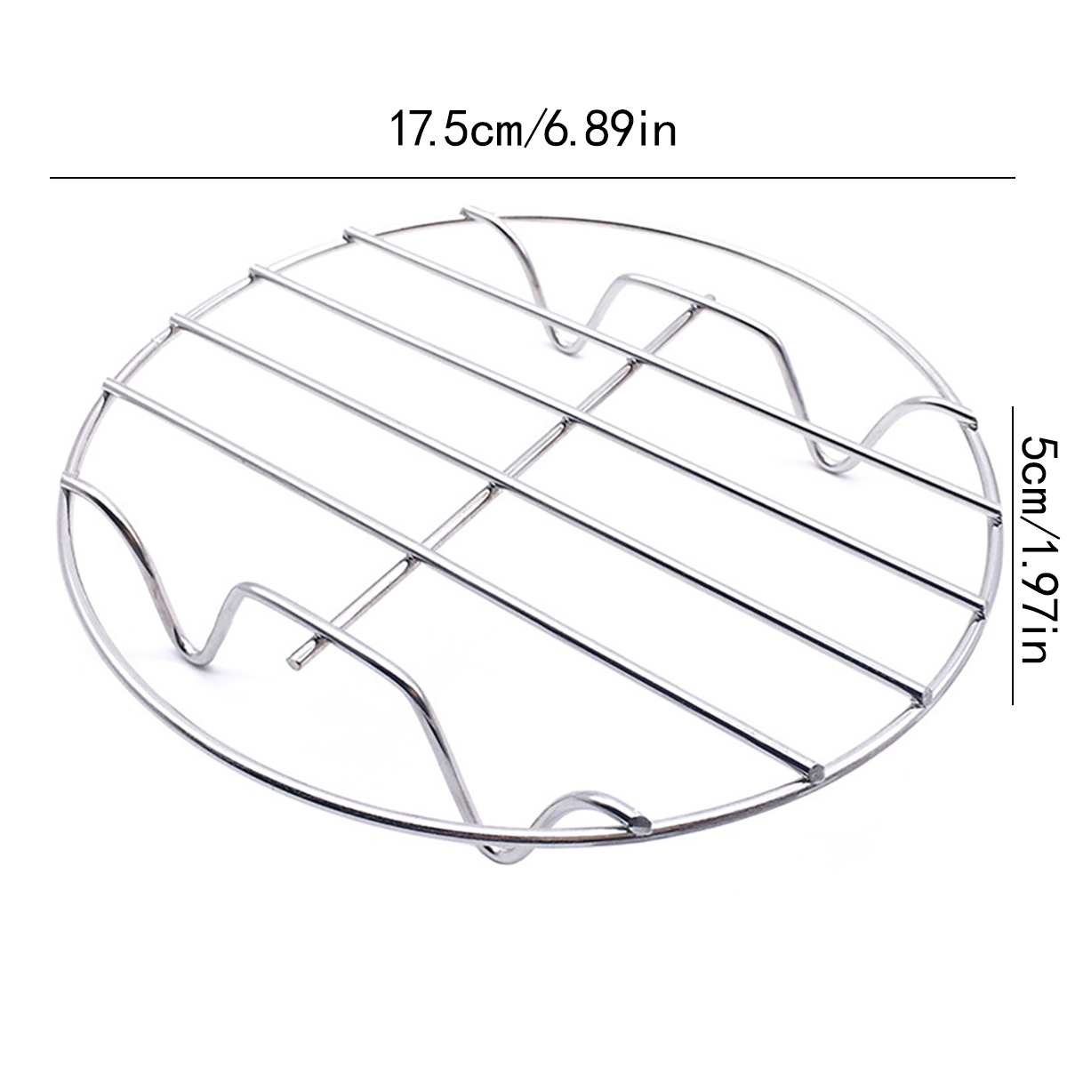 Ronde Braadrek Lucht Friteuse Accessoires Rvs Kookrek Rond Keuken Staal Enkellaags Grill Raster 17.5Cm