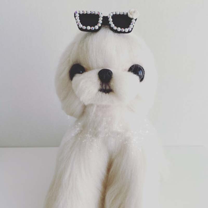 Pet Accessories Handmade Pet Headwear Dog Head Flower Teddy Yorkshire Maltese Pearl Flash Diamond Sunglasses Puppy Supplies: Style 1