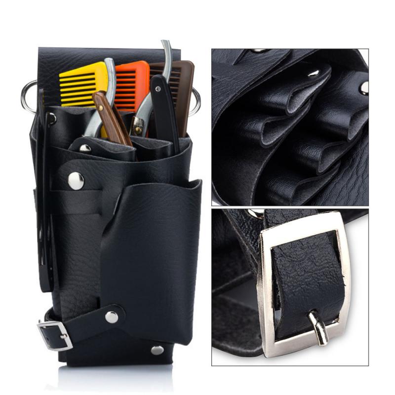 Cartuchera para guardar tijeras de peluquero de cuero PU, funda cartuchera para peluquero o salón, bolsa de peluquería, herramientas de estilismo con correa
