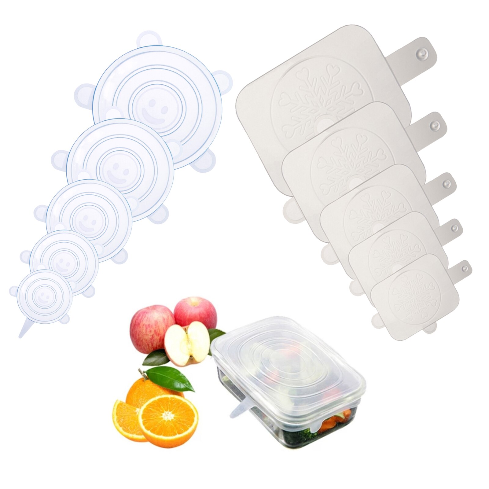 Couvercles alimentaires extensibles en Silicone, Pack de 10, sans BPA, réutilisables, durables, pour le stockage des aliments, pour bols, blanc, violet: white and white