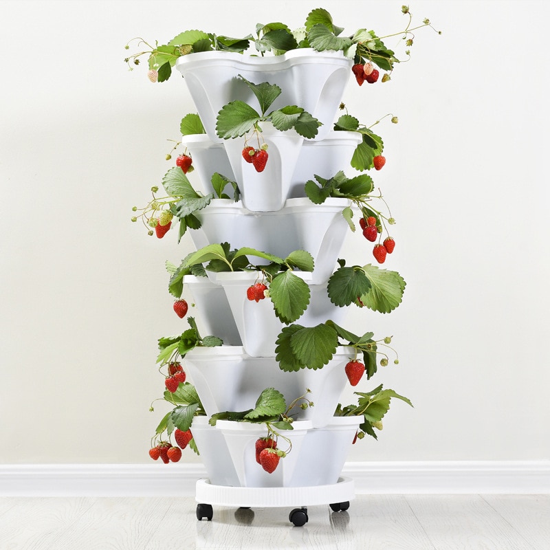 Porte-Vase pour plantes, Pots de fleurs en plastique empilables 5 couleurs, Pot de fleurs, décoration pour la maison, jardin ou balcon, 1 pièce