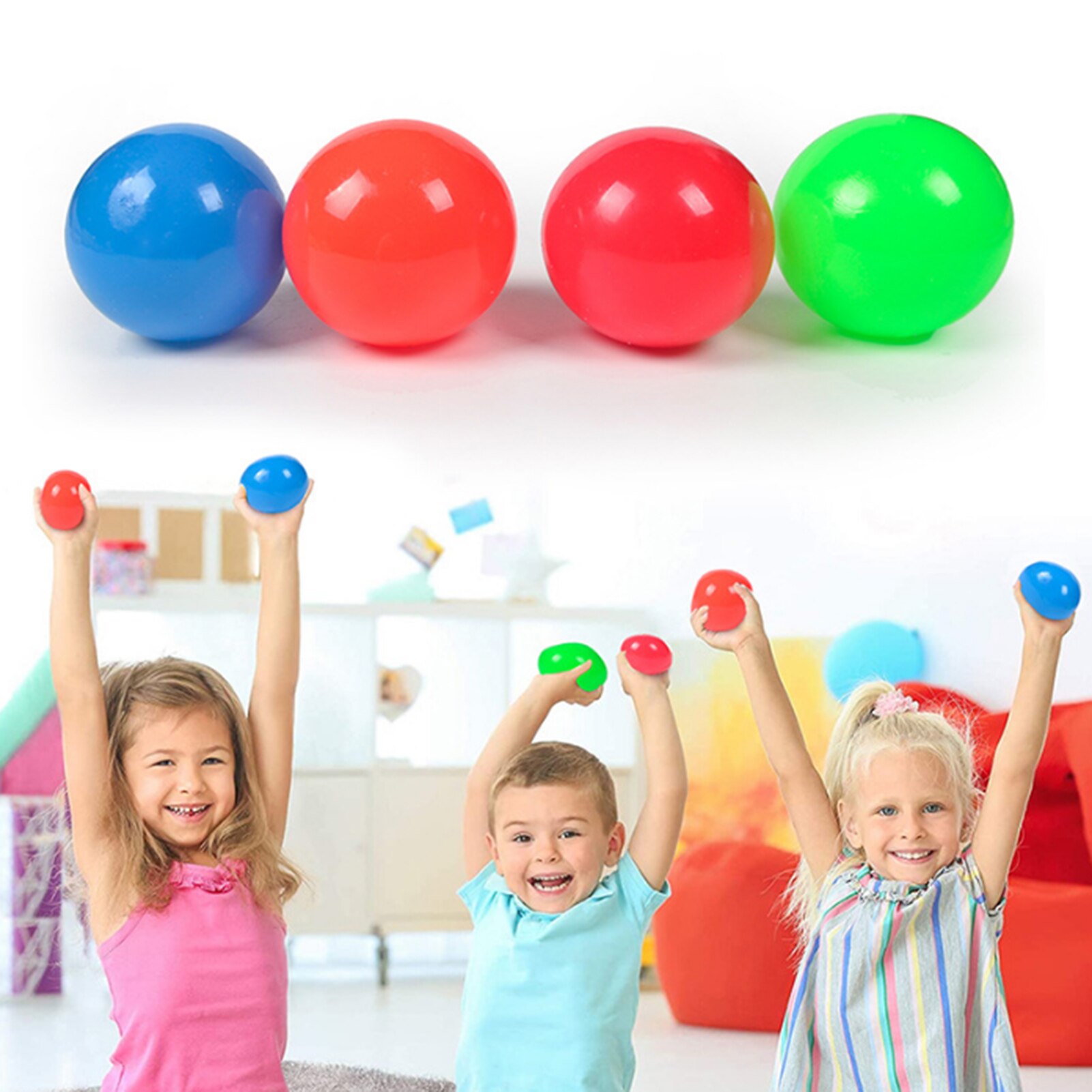 Tpr fluorescerende kleverige ballen decompressie kleverige squashbal 2 kleine ballen  + 1 grote ballen stressverlichtend speelgoed voor kinderen