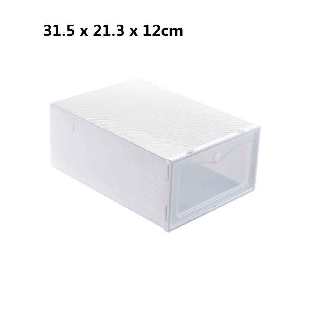 1Pc Transparent shoe box storage shoe boxes thickened dustproof shoes organizer box can be superimposed combination shoe cabinet: small-white