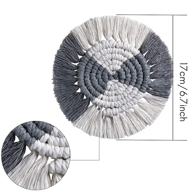 Sous-verres en macramé pour boissons, lot de 4 sous-verres ronds tissés absorbants avec glands, tapis de Protection thermique