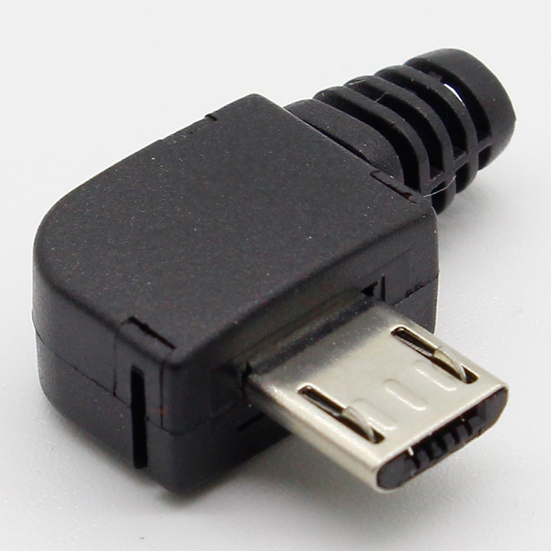 10sets/lot Micro 5P USB male Plug Solder type Tail Charging plug 90 Degree
