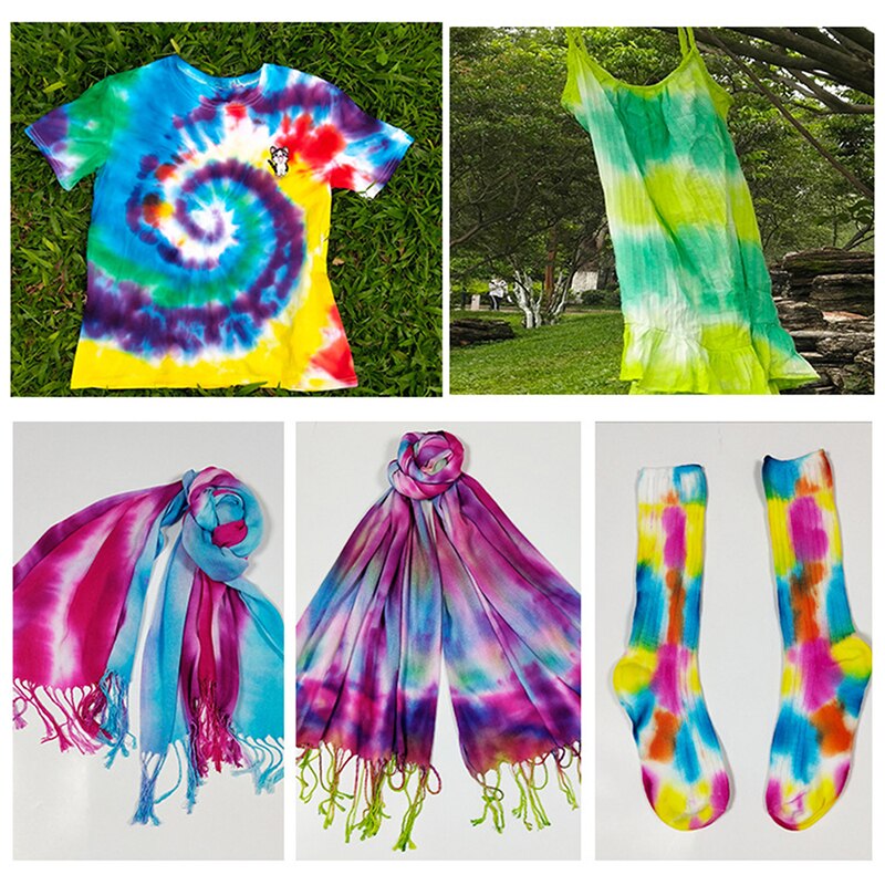 12 Pieces/bottles Tulip One Step Tie Dye Kit Vibrant Fabric Textile Permanent Paint Colours Clothes DIY Tie Dyes Non-toxic