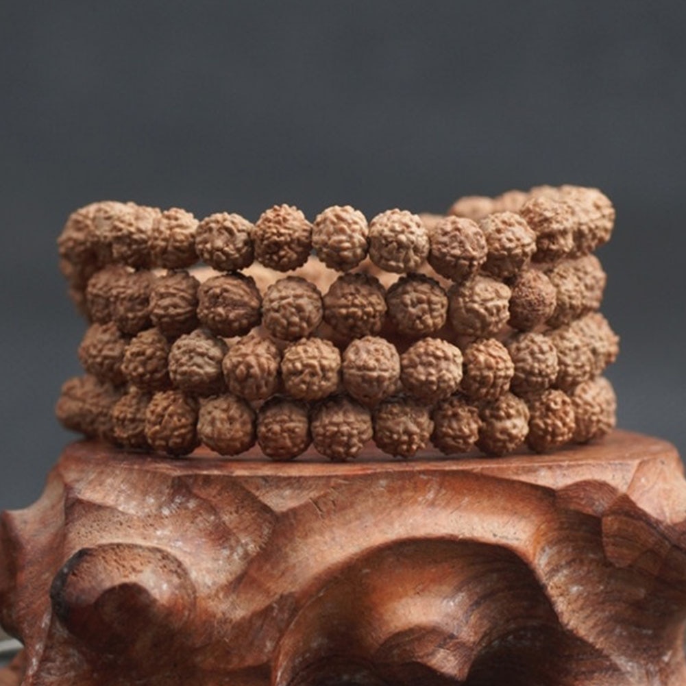 Natürliche Rudraksha Japa Mala 108 + 1 Perle Hindu Gebet Meditation Buddhistischen für Meditation Praxis Armband #1219