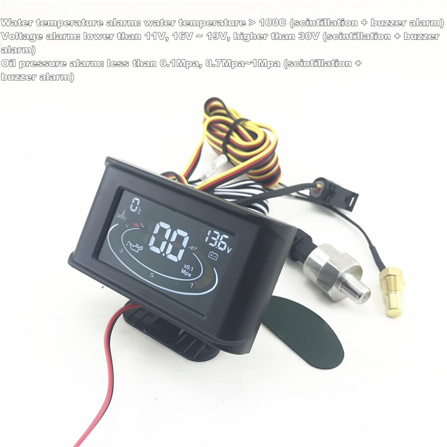 3 In 1 Olie Druk/Voltmeter Spanning/Water Temperatuurmeter Emperature Sensor Schroef: M10, olie Druk Sensor: 1/8 Npt