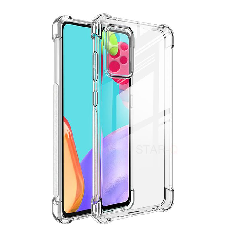 A 54 34 24 14 53 52 33 Airbag funda transparente negra para Samsung Galaxy A54 A34 A24 A14 A53 A52 A33 4G 5G cubierta trasera a prueba de golpes: silicio / Transparente